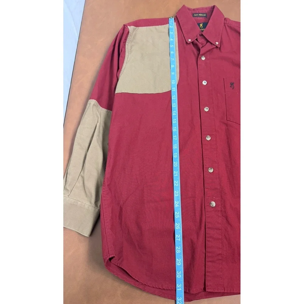 Browning Red Long Sleeve Hunting Shirt Super Naturals Outdoor Snap Rugged Sz M
